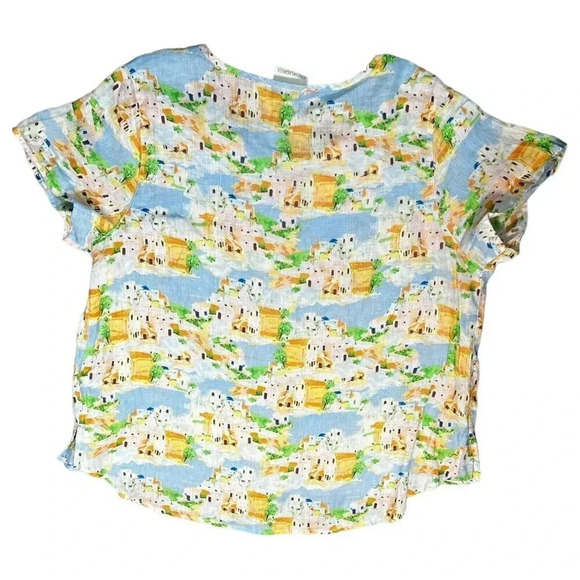 Cynthia Rowley Amalfi Coast Blouse Poplin Linen Top Coastal Plus Size 1X - Picture 6 of 7